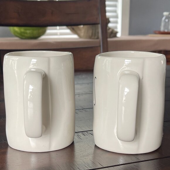 Rea Dunn His & Hers Black Print Hand Crafted Set of 2 Large 16 oz Mugs - Picture 5 of 10